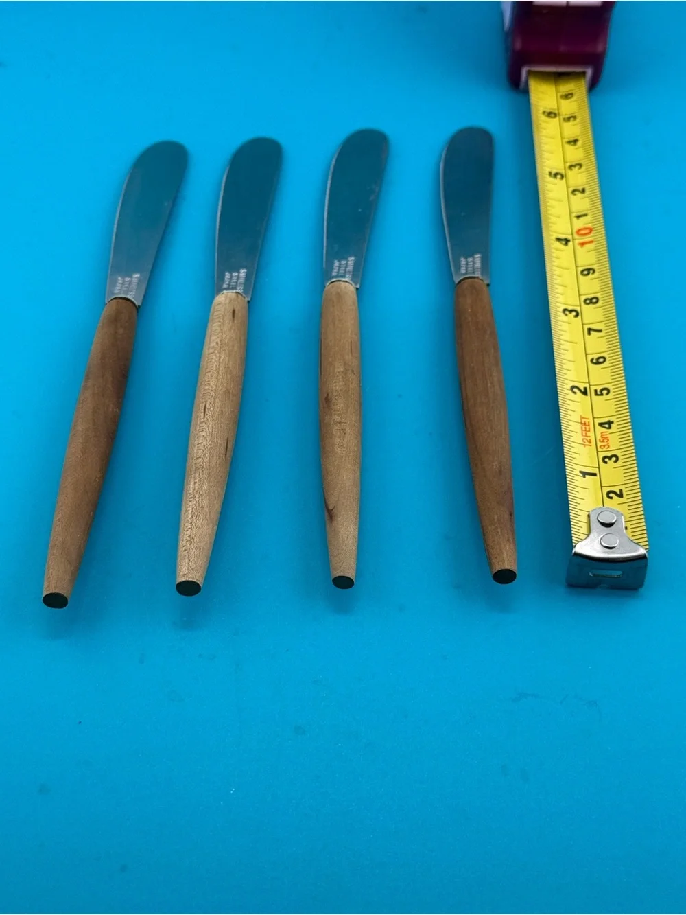 Vintage Japan Wood Handle Stainless Steel Spreaders Set of 4